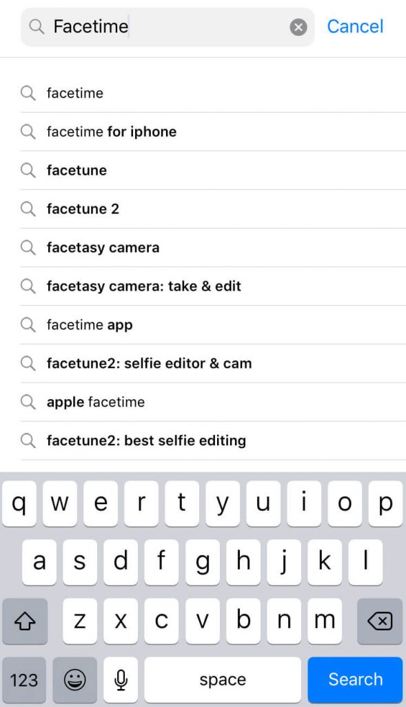 Search Facetime for iOS